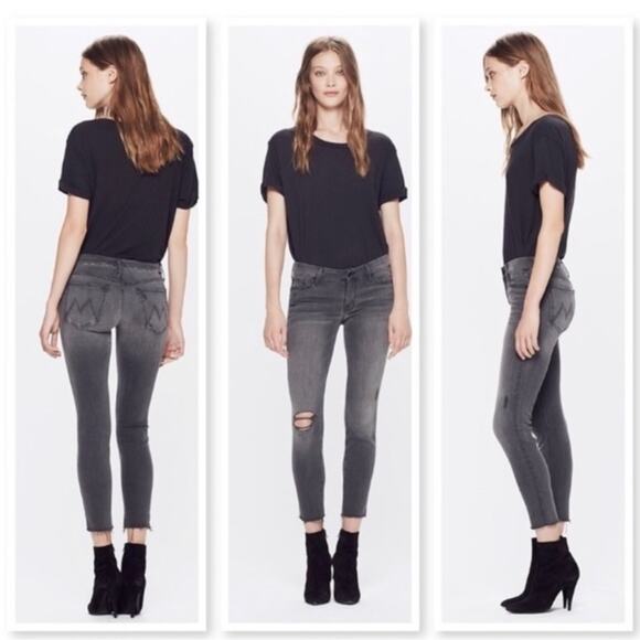 Mother The Looker Distressed Skinny Jeans Raw Hem Last Chance Saloon Grey 27 - Picture 1 of 14